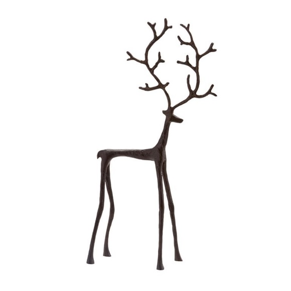 Pottery Barn Bronze Sculptural Reindeer Set/2 Last Set! New In Box 🦌 - Picture 2 of 5